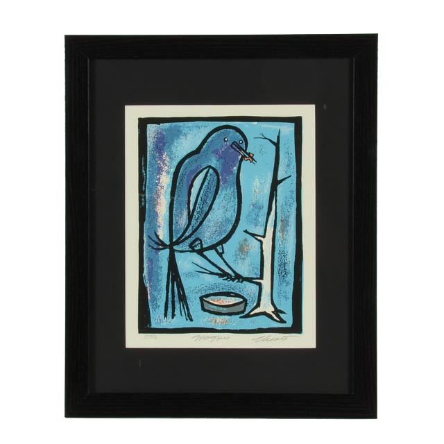 Choate Signed Limited Edition Hand-Pulled Lithograph "Magpie"