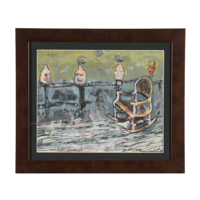 "Chicken George" Zupp Oil on Bristol Board Outsider Art