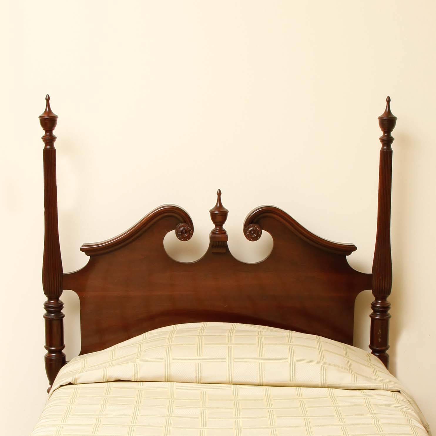 Twin Mahogany Headboard and Metal Frame