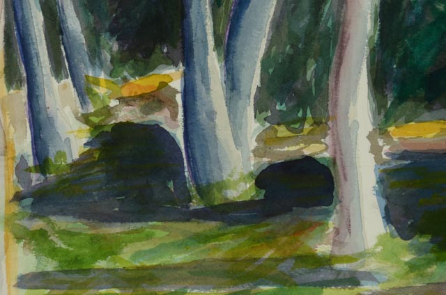 Original Watercolor "Palms" Attributed to Virginia Revell