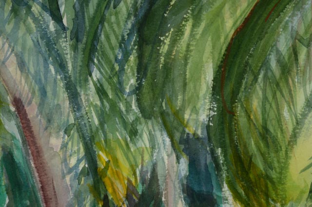 Original Watercolor "Palms" Attributed to Virginia Revell