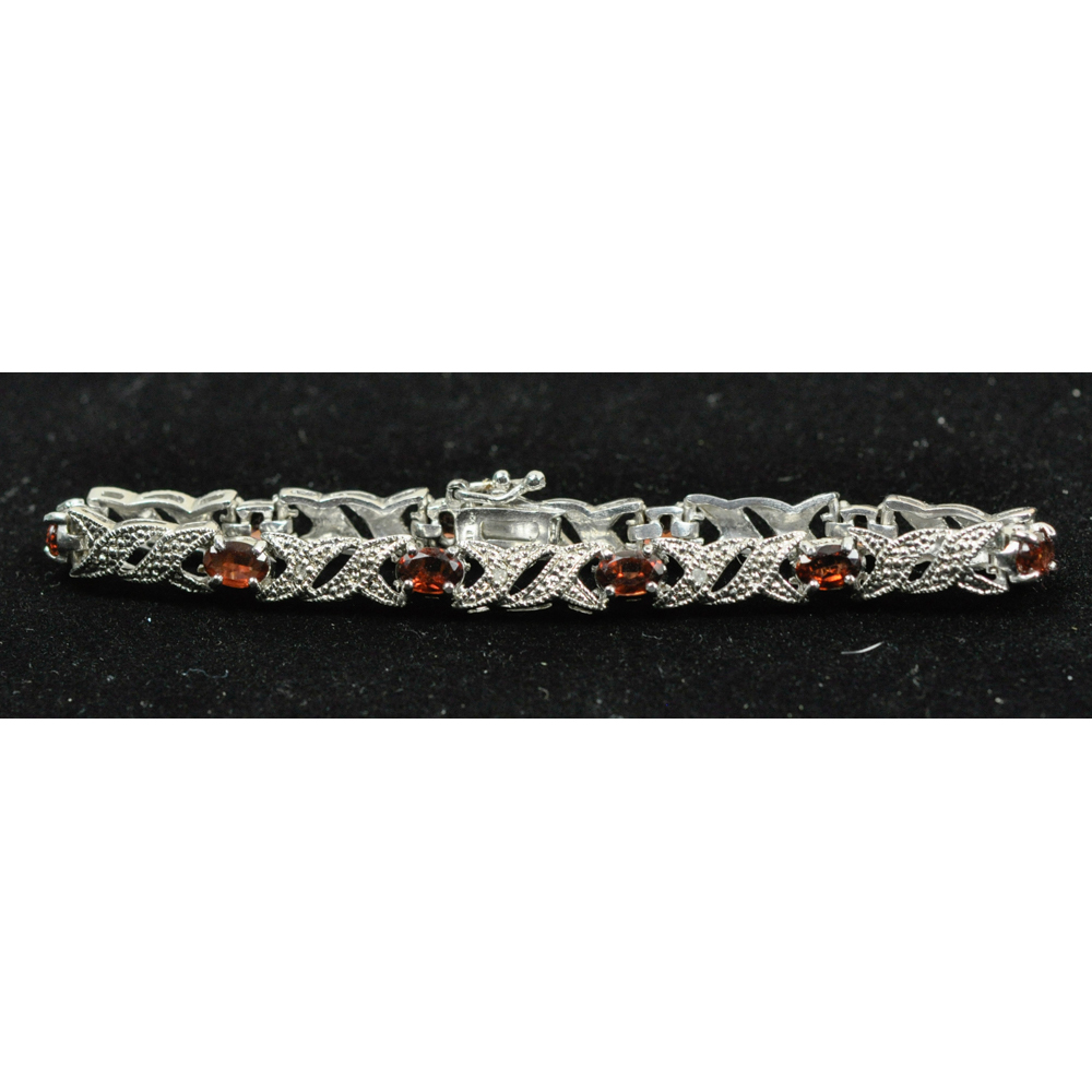 Sterling Silver and Garnet Bracelet