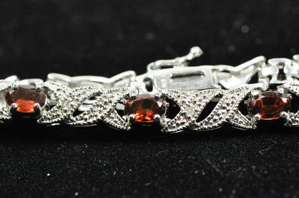 Sterling Silver and Garnet Bracelet