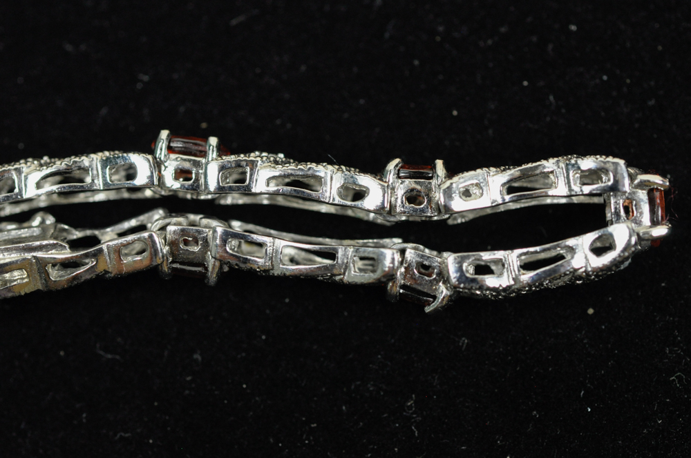 Sterling Silver and Garnet Bracelet