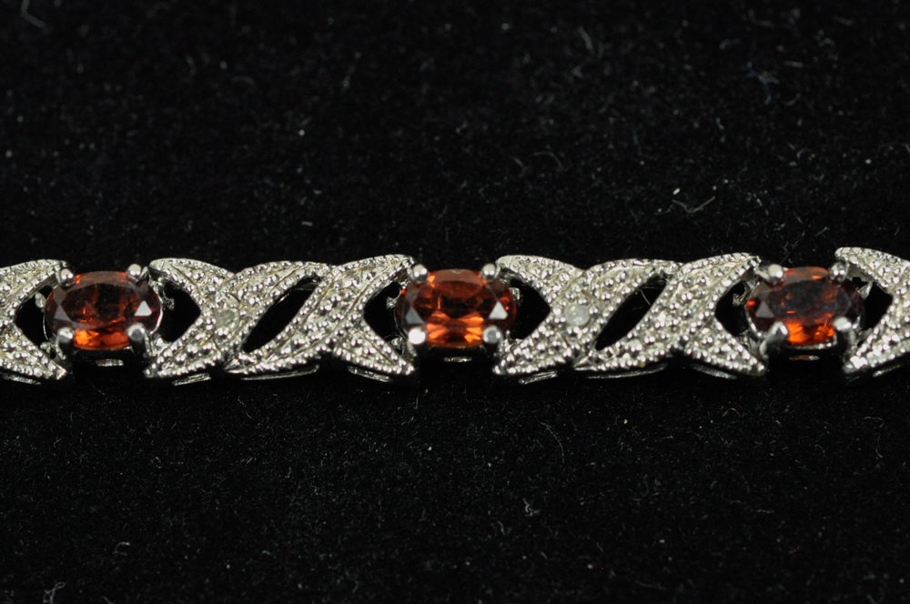 Sterling Silver and Garnet Bracelet