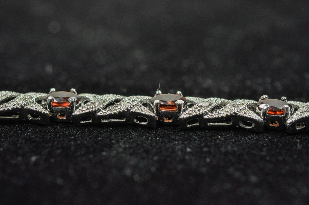 Sterling Silver and Garnet Bracelet