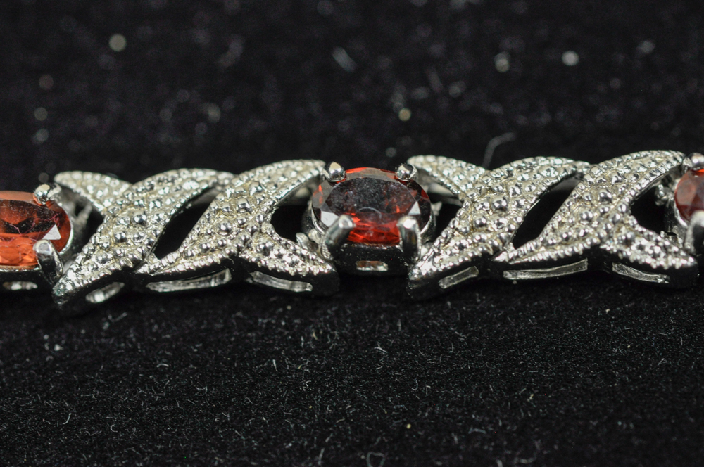 Sterling Silver and Garnet Bracelet