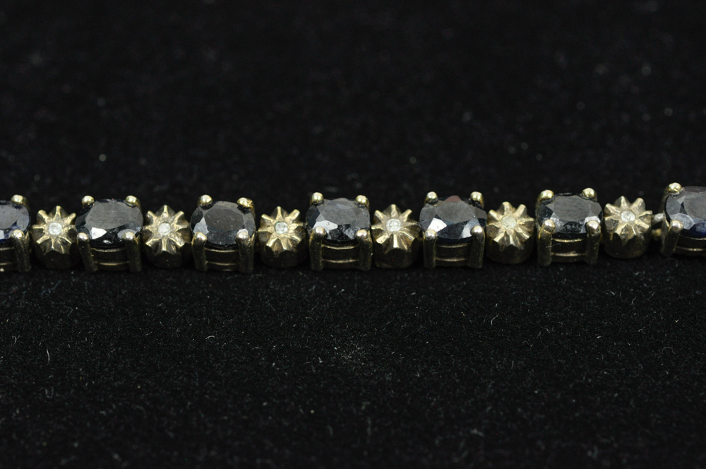 Gold Vermeil Sterling Silver Diamond and Sapphire Bracelet
