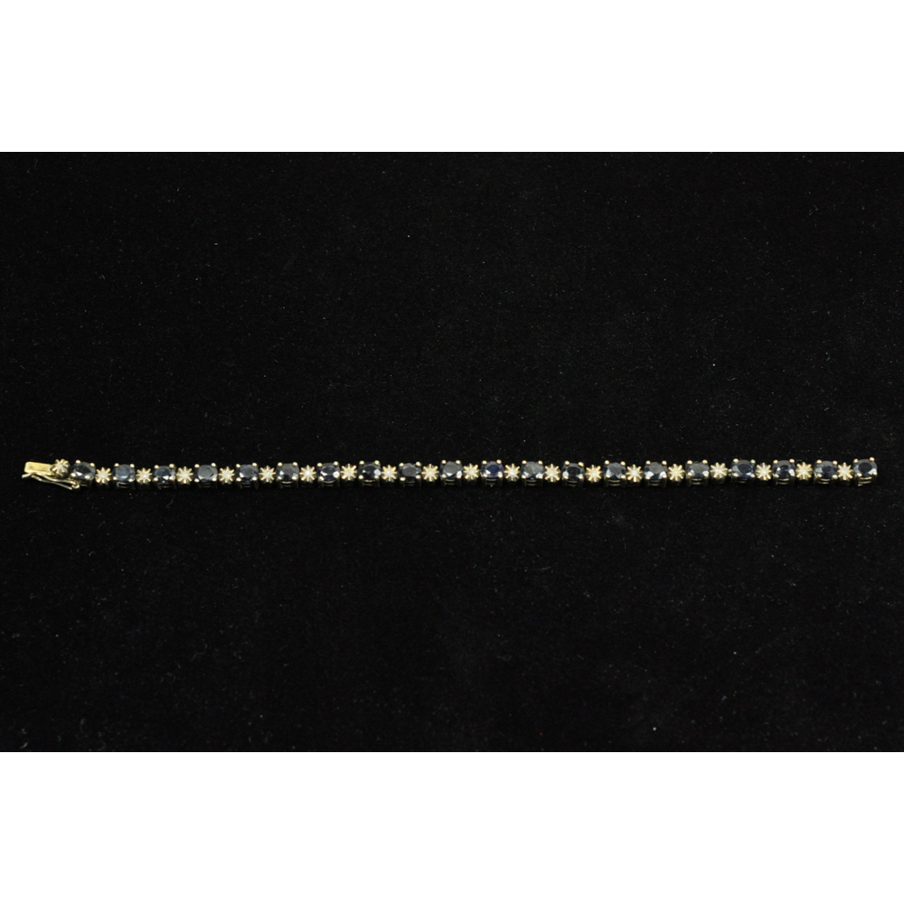Gold Vermeil Sterling Silver Diamond and Sapphire Bracelet