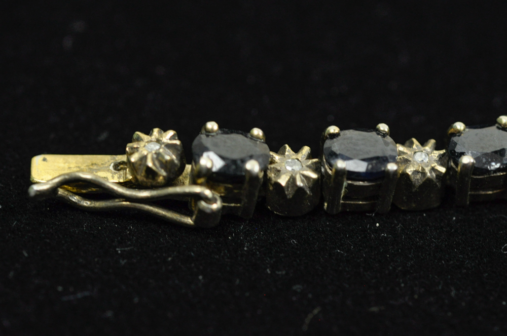 Gold Vermeil Sterling Silver Diamond and Sapphire Bracelet