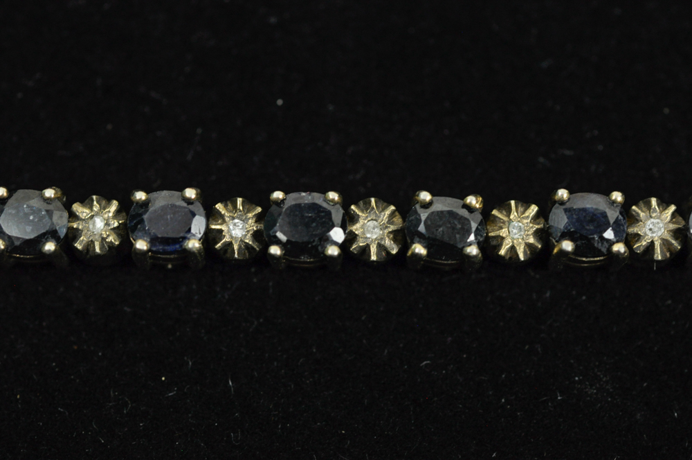 Gold Vermeil Sterling Silver Diamond and Sapphire Bracelet