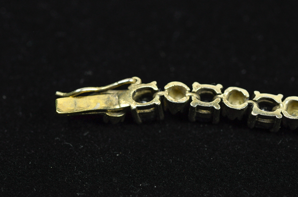 Gold Vermeil Sterling Silver Diamond and Sapphire Bracelet