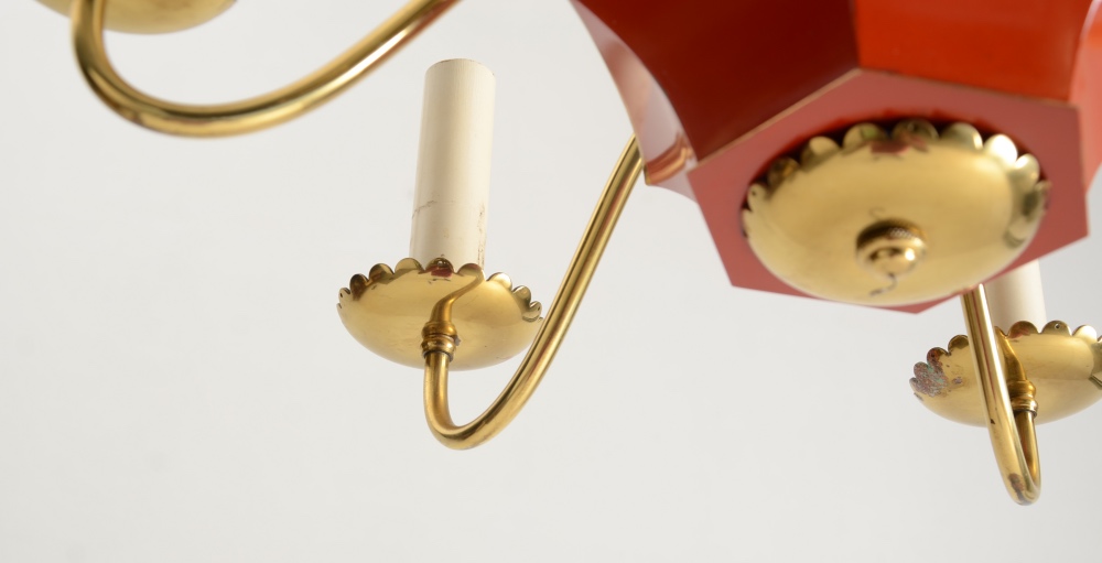 Italian Enameled Brass Chandelier