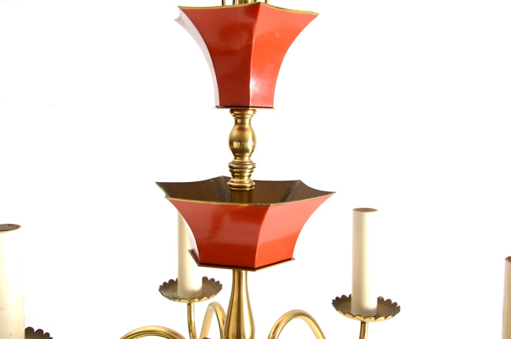 Italian Enameled Brass Chandelier