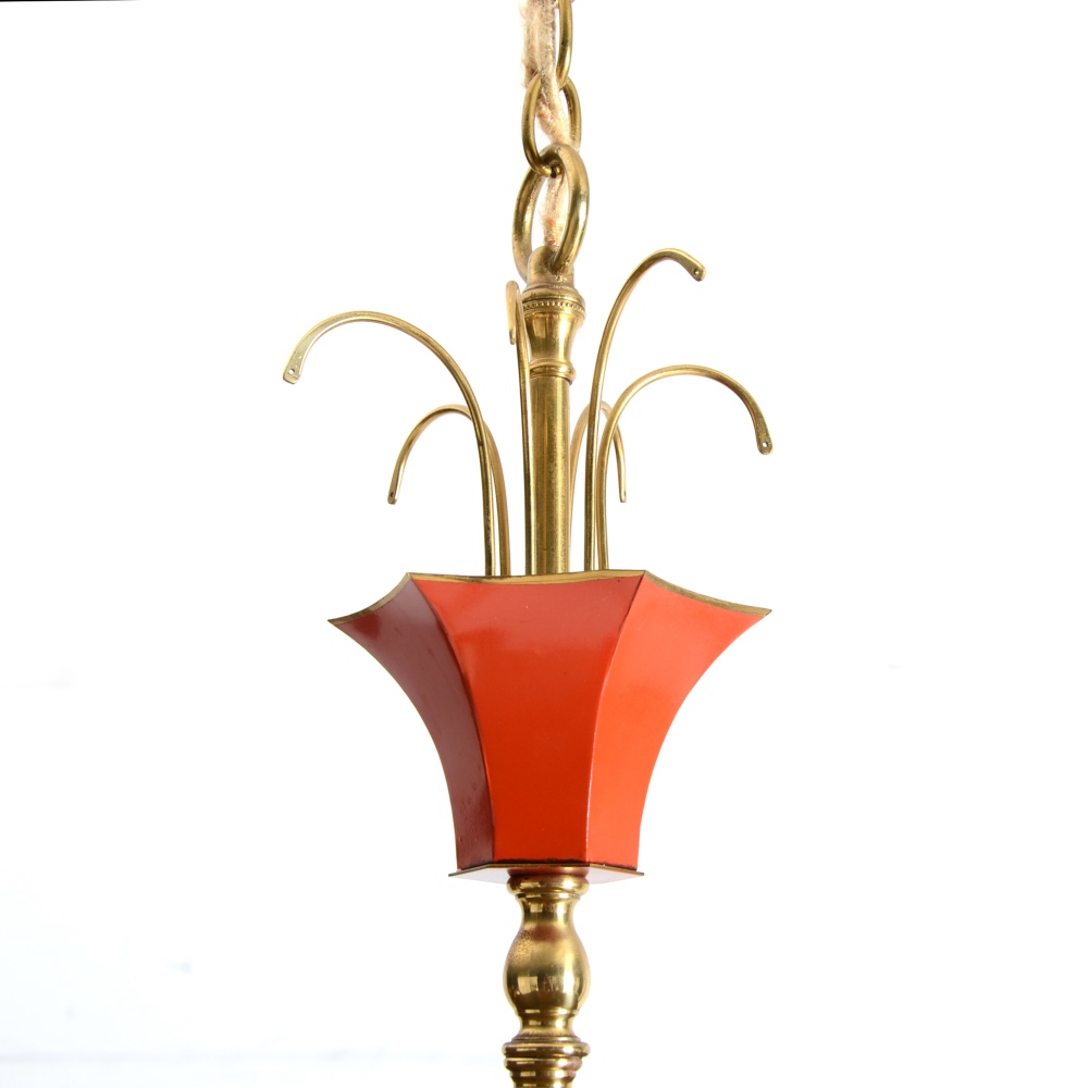 Italian Enameled Brass Chandelier