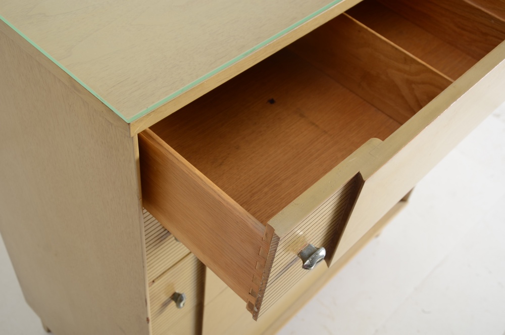 Mid Century Blonde Finish Walnut Veneer Dresser