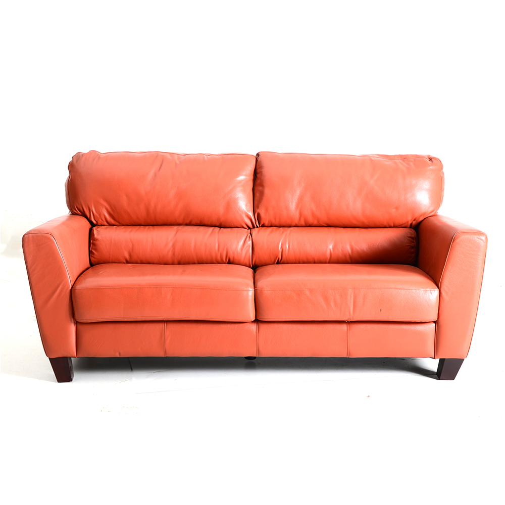 Faux Leather Red Sofa