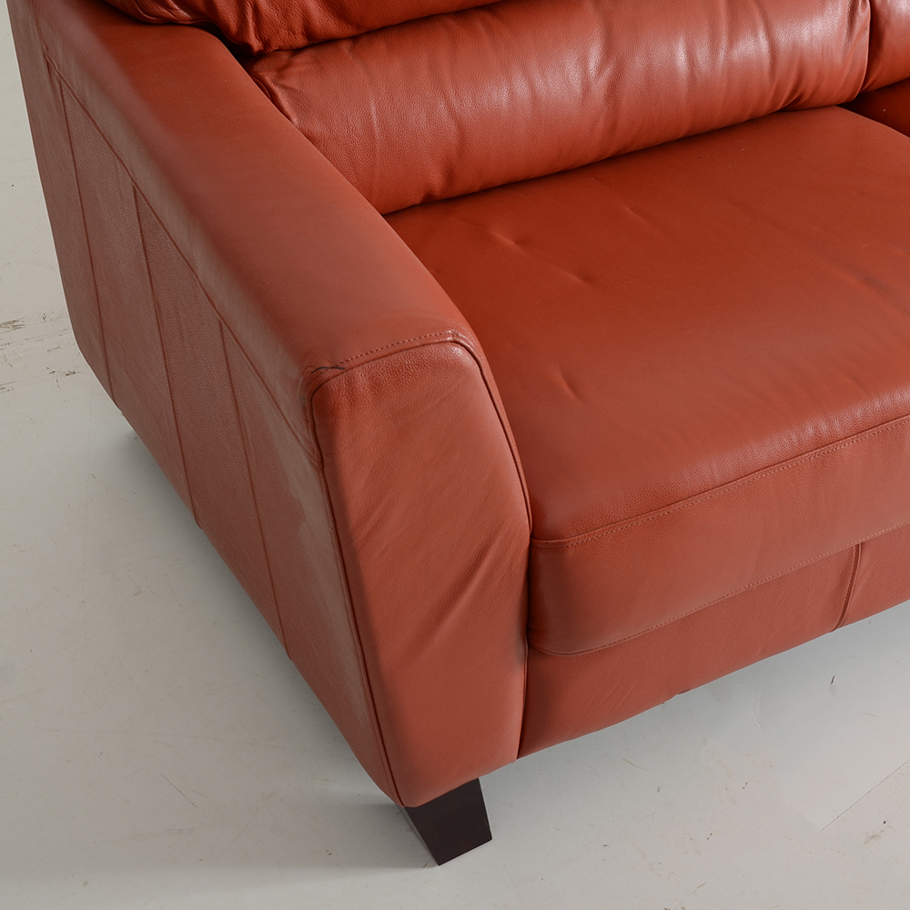 Faux Leather Red Sofa