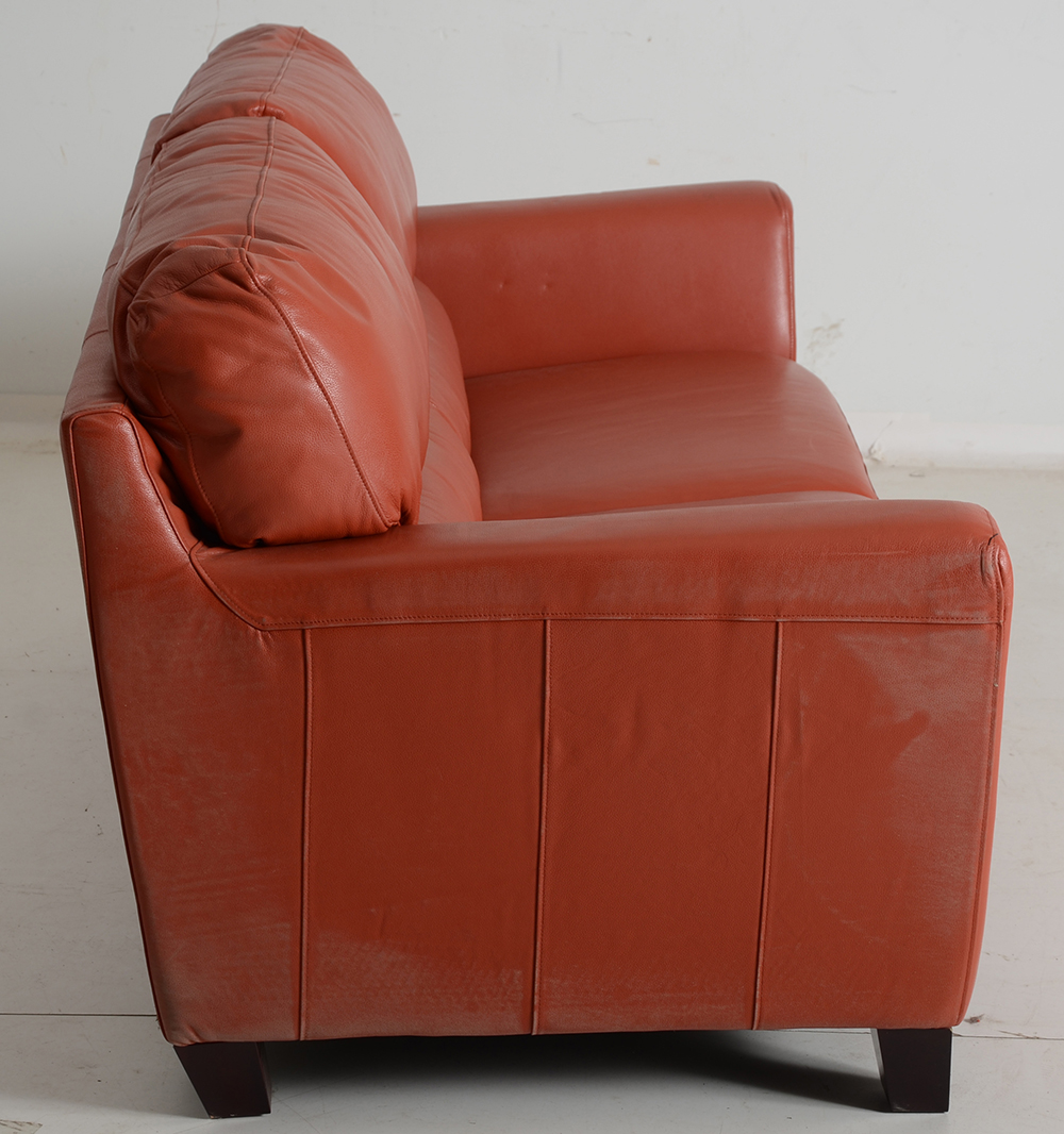 Faux Leather Red Sofa