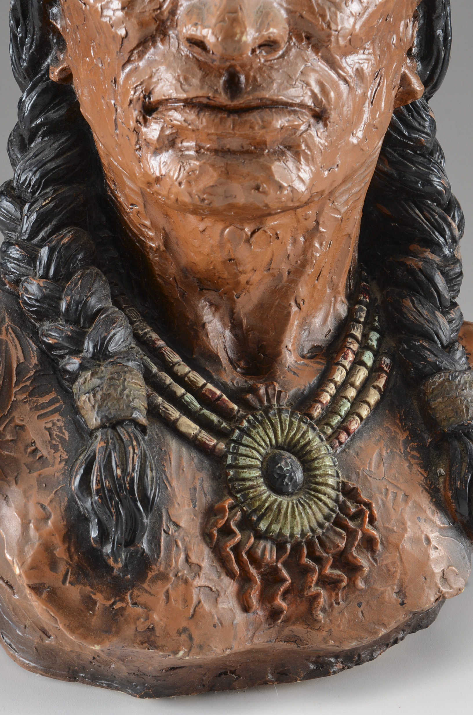 Signed V. Kendrick Native American Chief Composition Bust