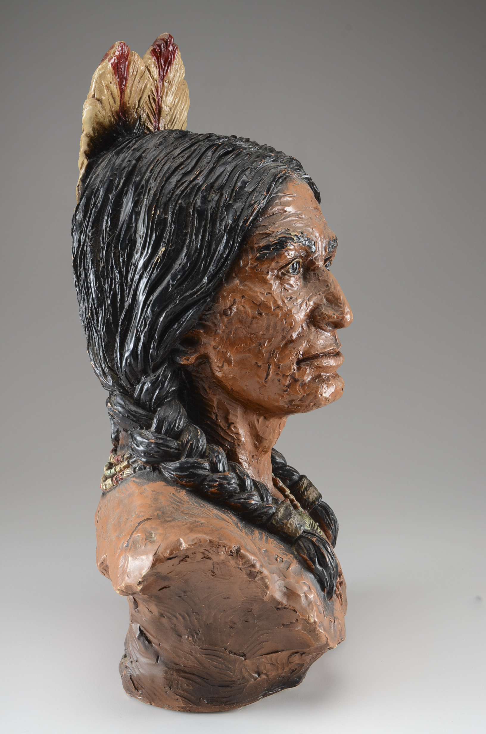Signed V. Kendrick Native American Chief Composition Bust