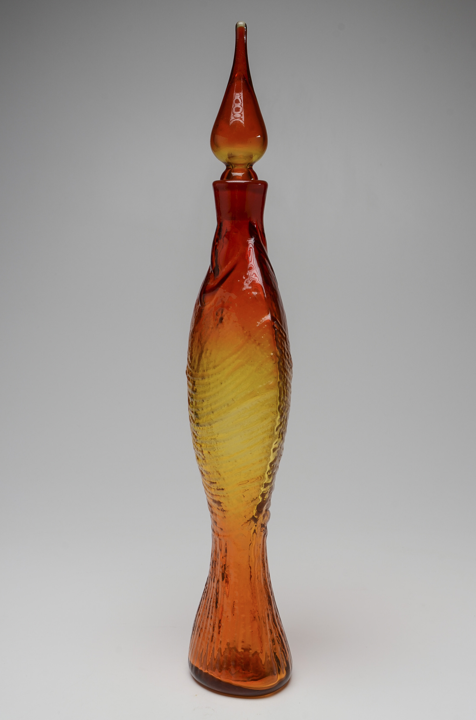 Blenko Art Glass Textured Tangerine Decanter