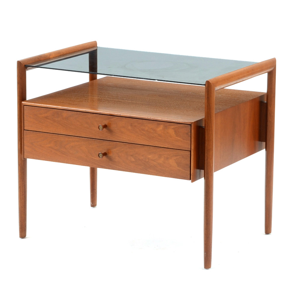 Drexel Walnut End Table by Barney Flagg