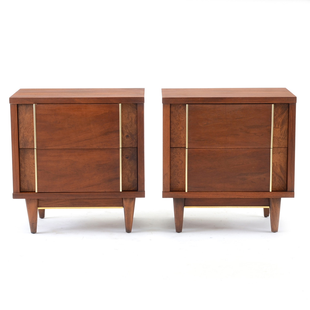 Pair of Mid Century Modern Walnut Nightstands by Witz