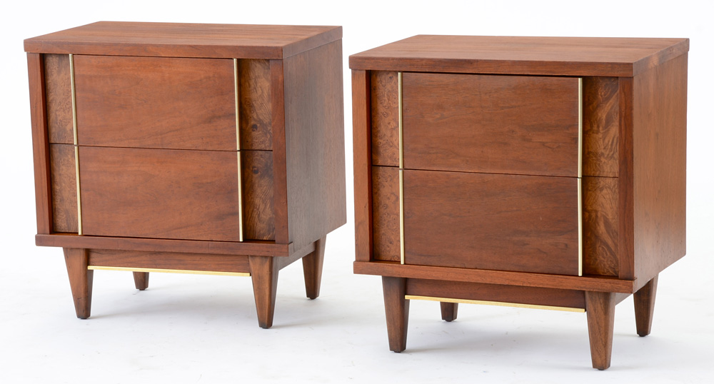 Pair of Mid Century Modern Walnut Nightstands by Witz