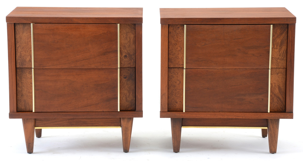 Pair of Mid Century Modern Walnut Nightstands by Witz
