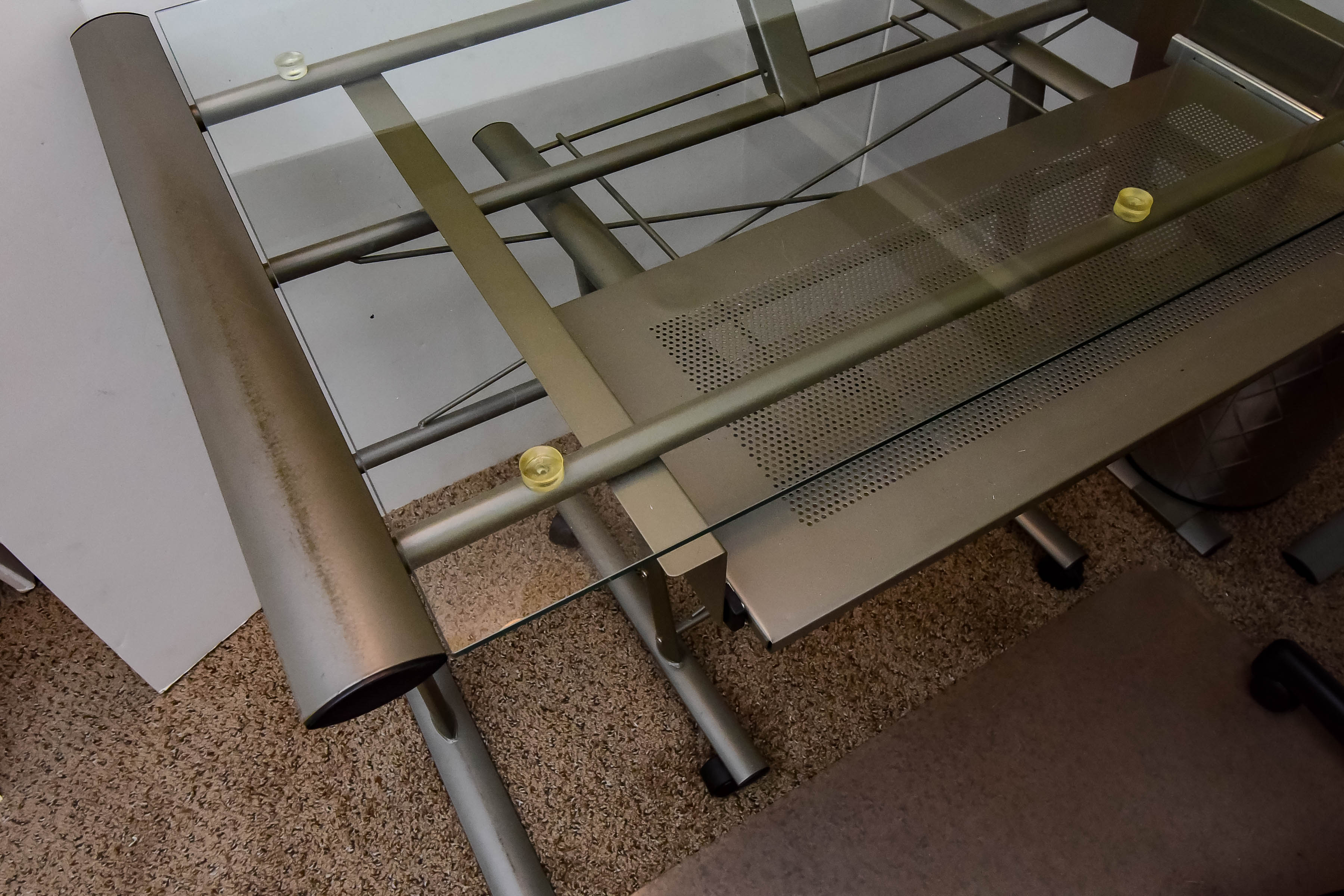 Contemporary Glass and Metal Corner Desk