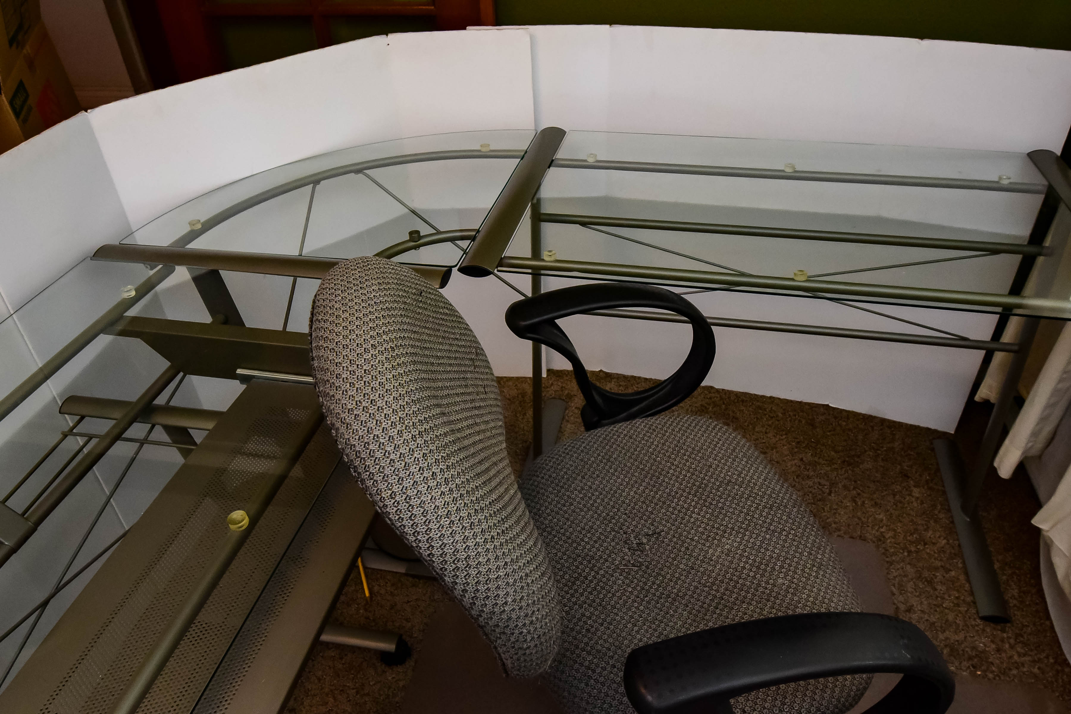 Contemporary Glass and Metal Corner Desk