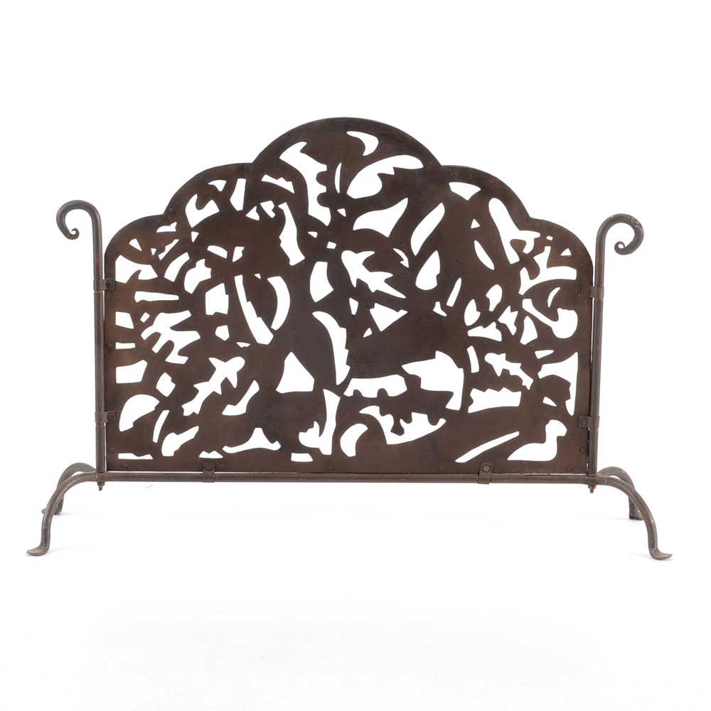 Cut Steel and Wrought Iron Fire Screen