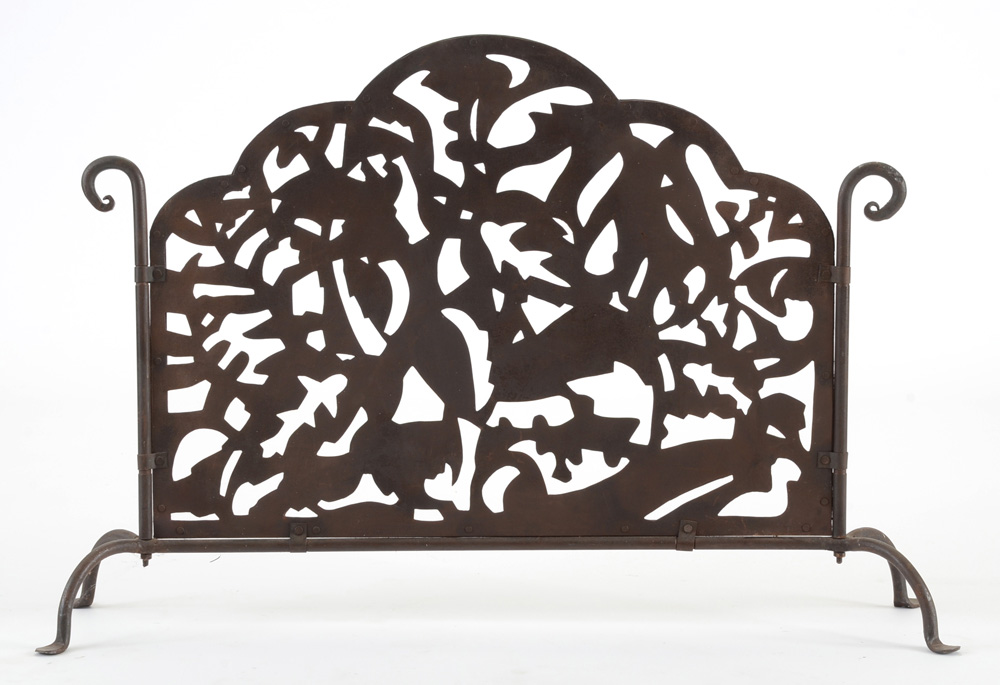 Cut Steel and Wrought Iron Fire Screen
