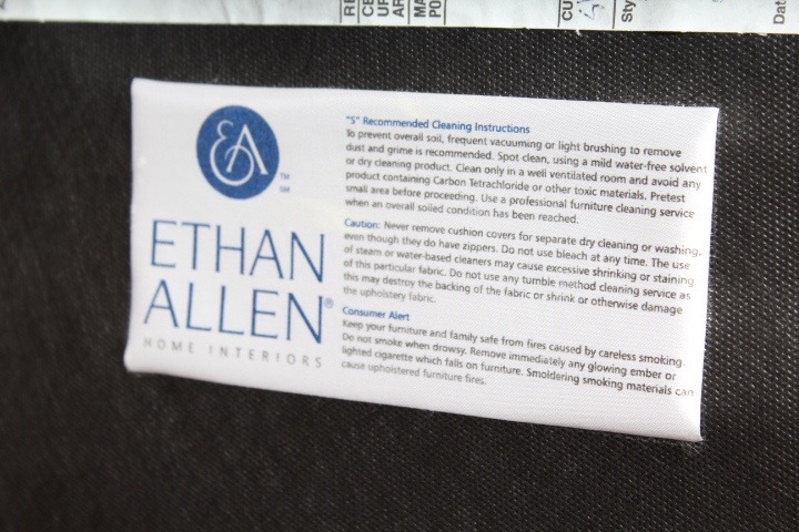 Ethan Allen Rattan Back and Walnut Veneer Occasional Chair