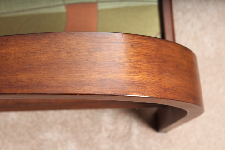 Ethan Allen Rattan Back and Walnut Veneer Occasional Chair