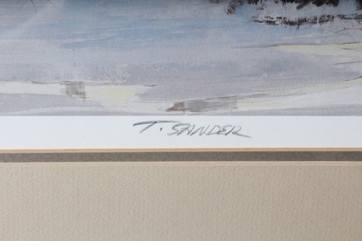 Signed and Numbered Print by Listed Artist Tom Sander Titled "Winter Sun"