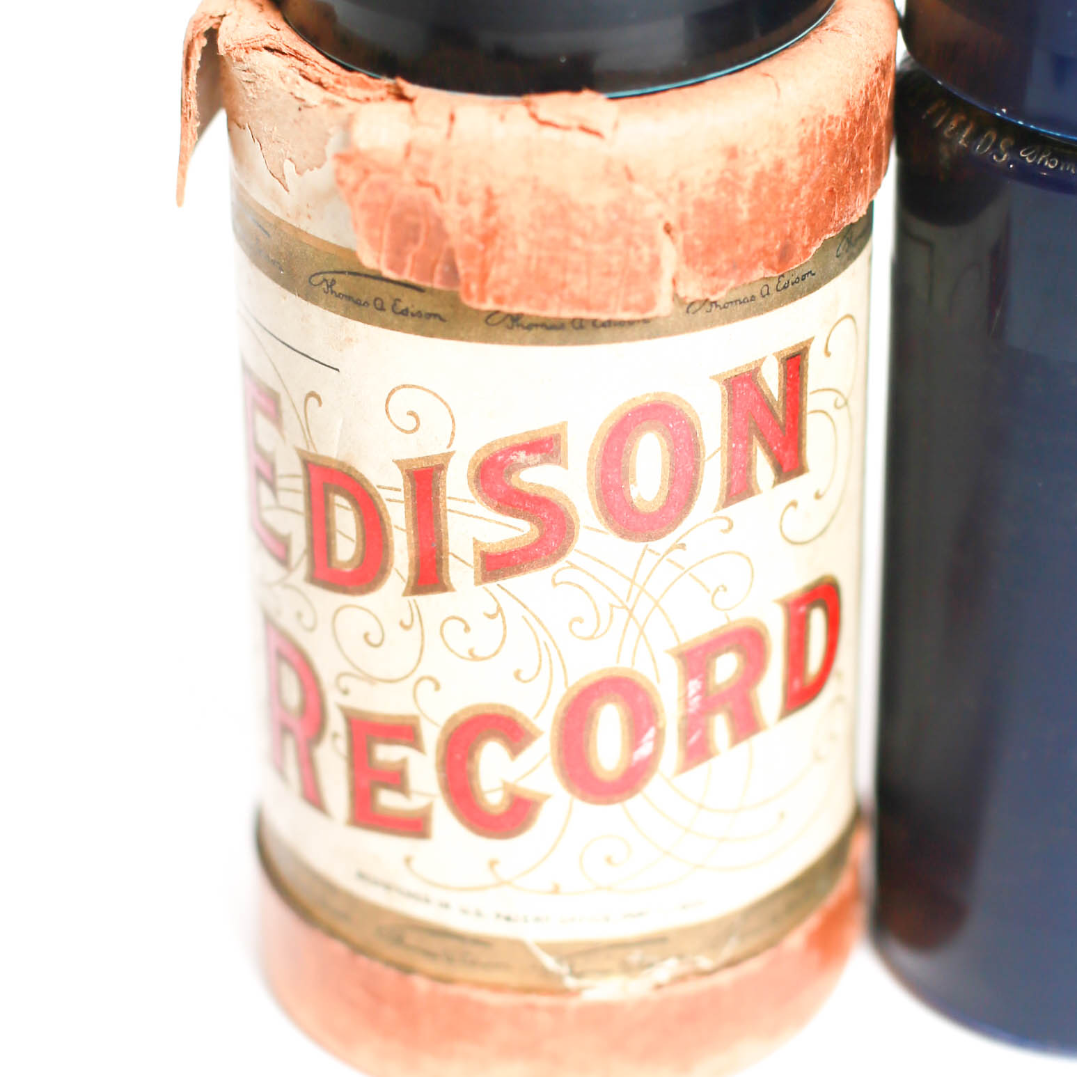 Edison Amberola 30 Phonograph Cylinder Record Player with Five Wax Cylinders
