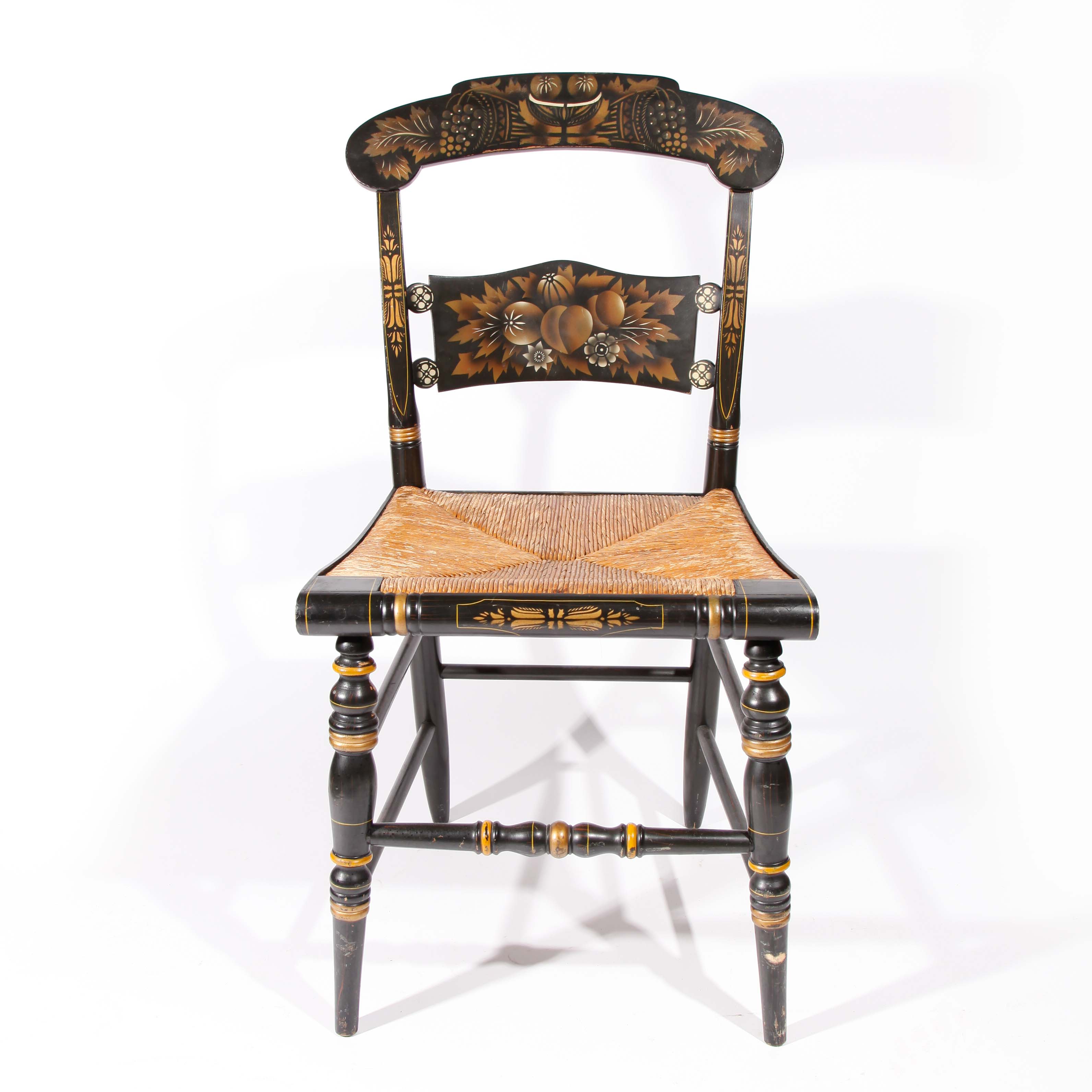 Hand Painted Black and Gold Sitting Chair
