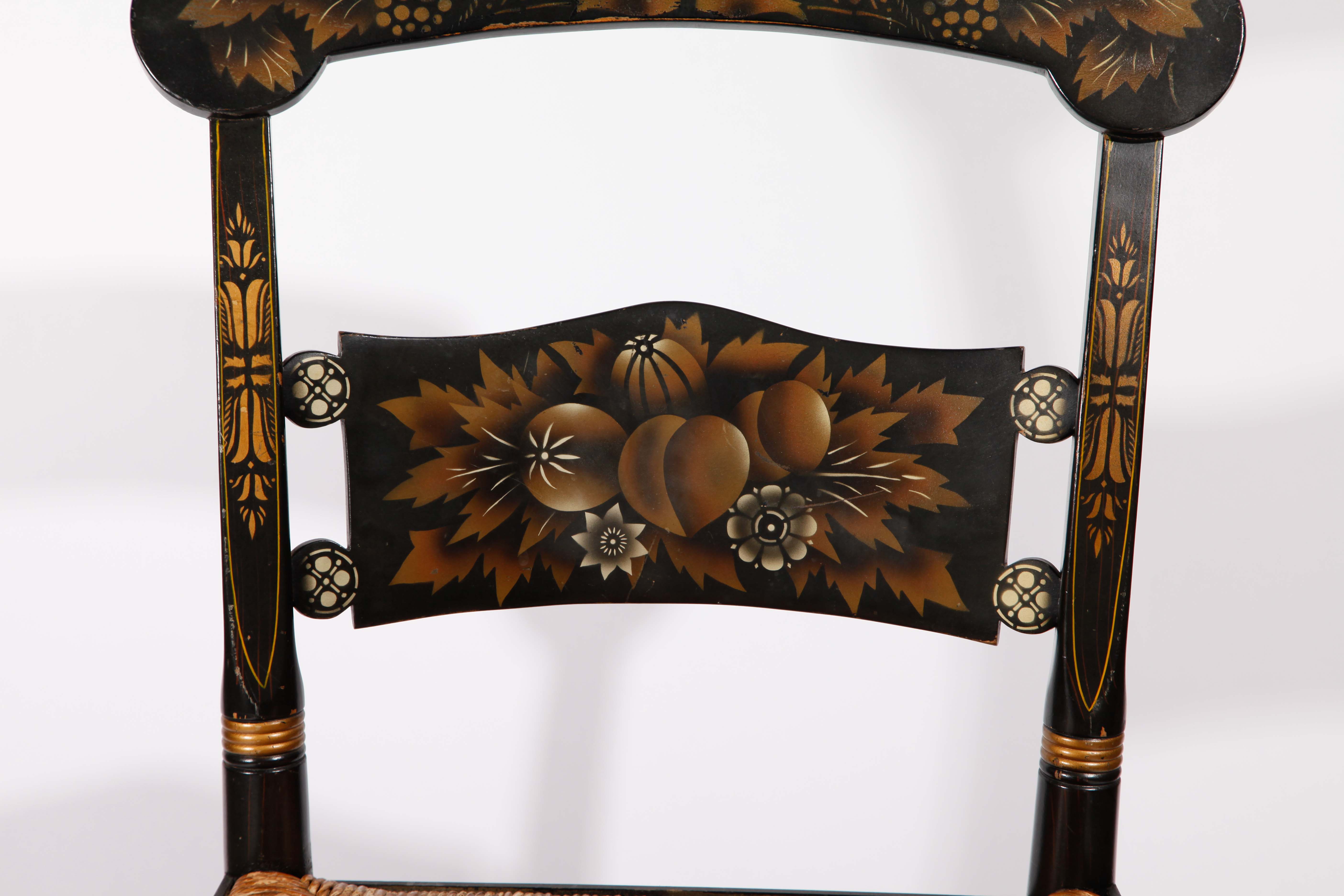 Hand Painted Black and Gold Sitting Chair