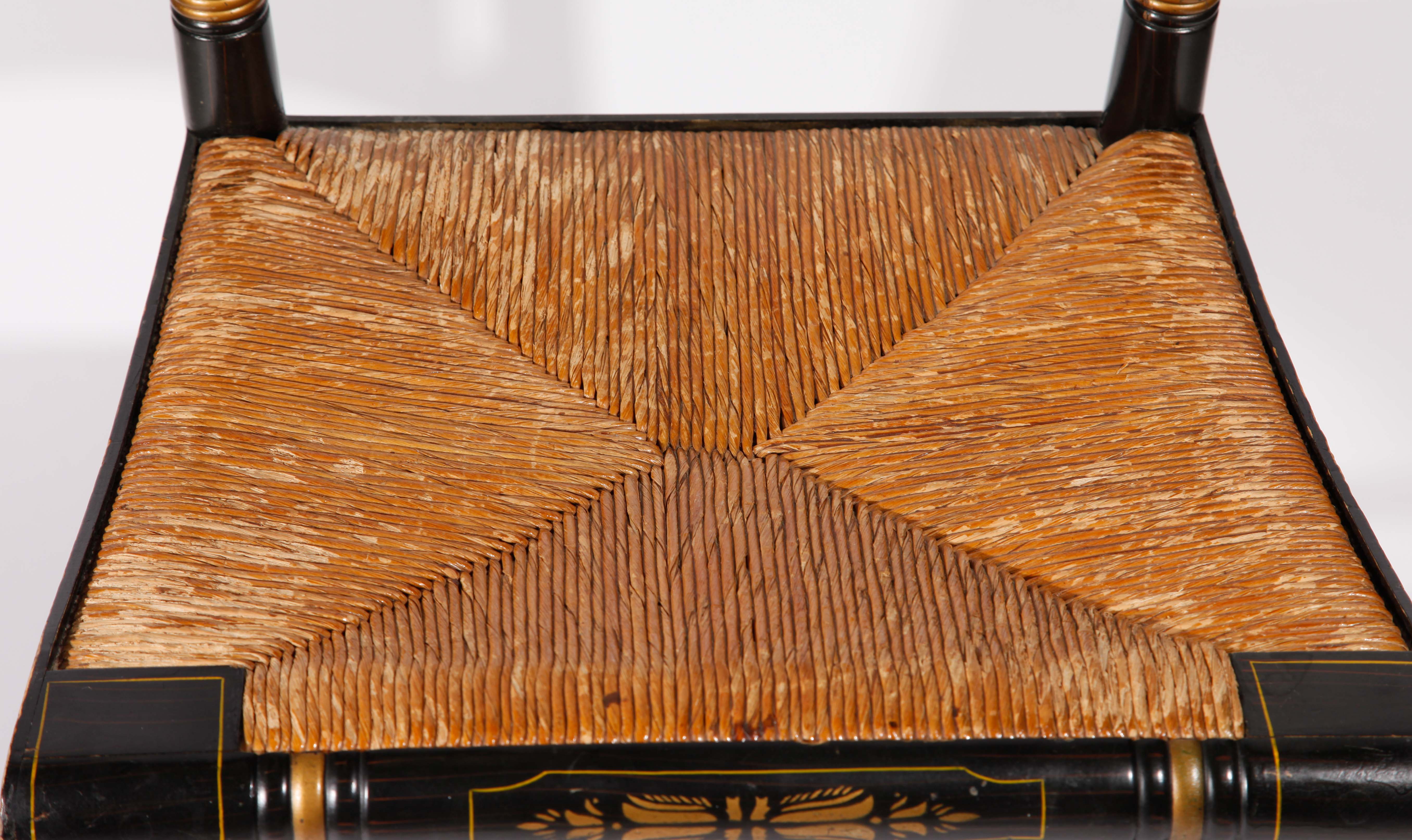 Hand Painted Black and Gold Sitting Chair