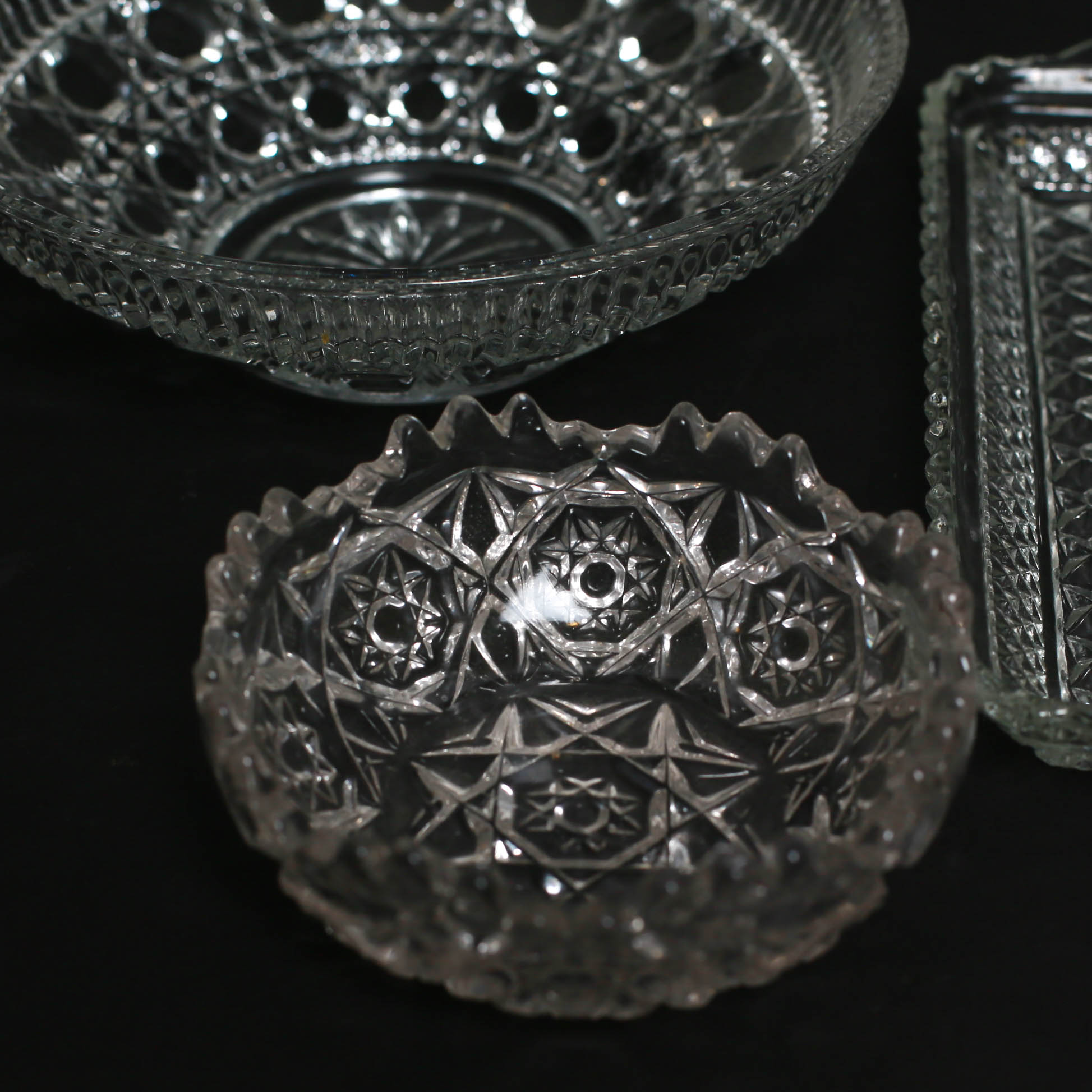 Assortment  of Pressed Glass Vessels