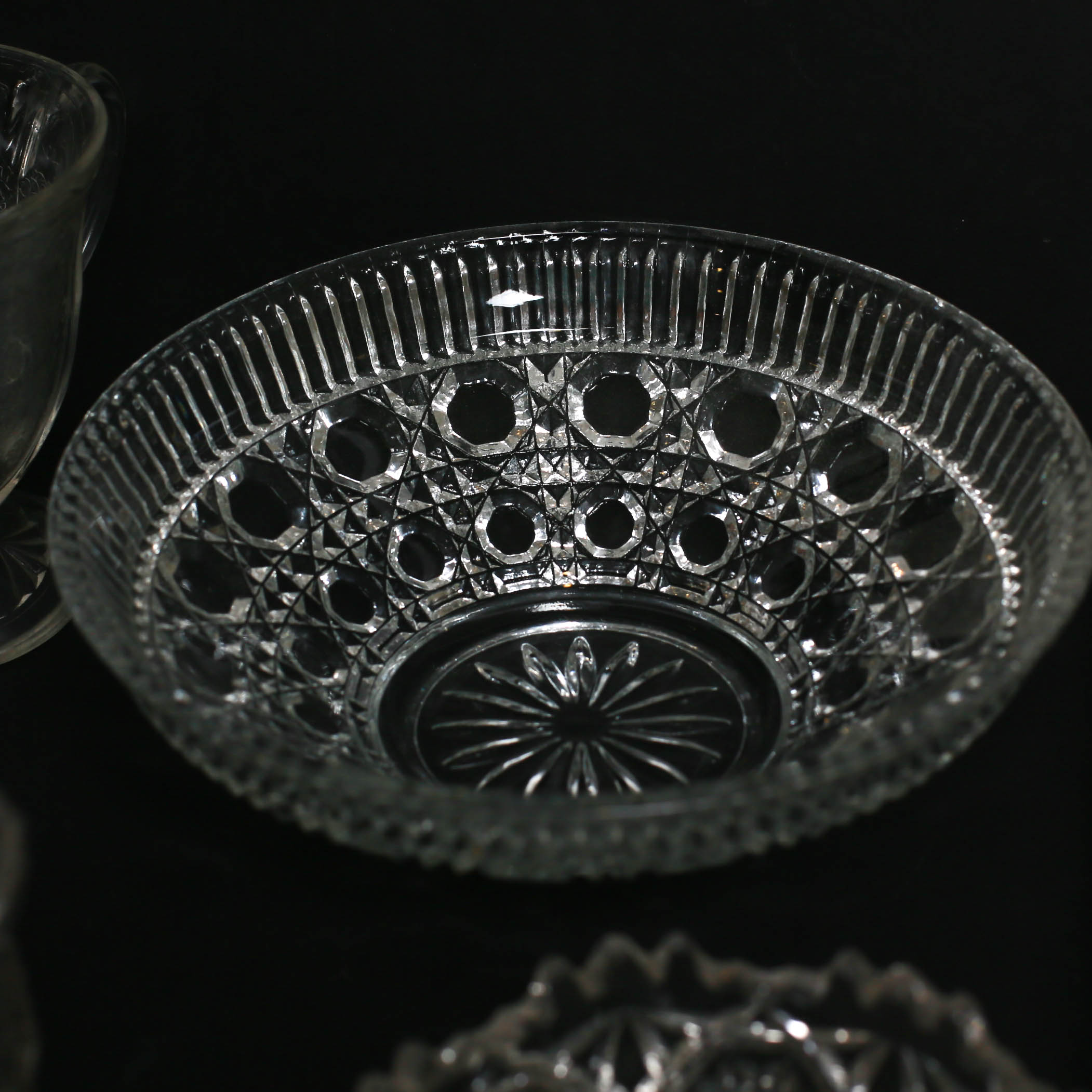 Assortment  of Pressed Glass Vessels