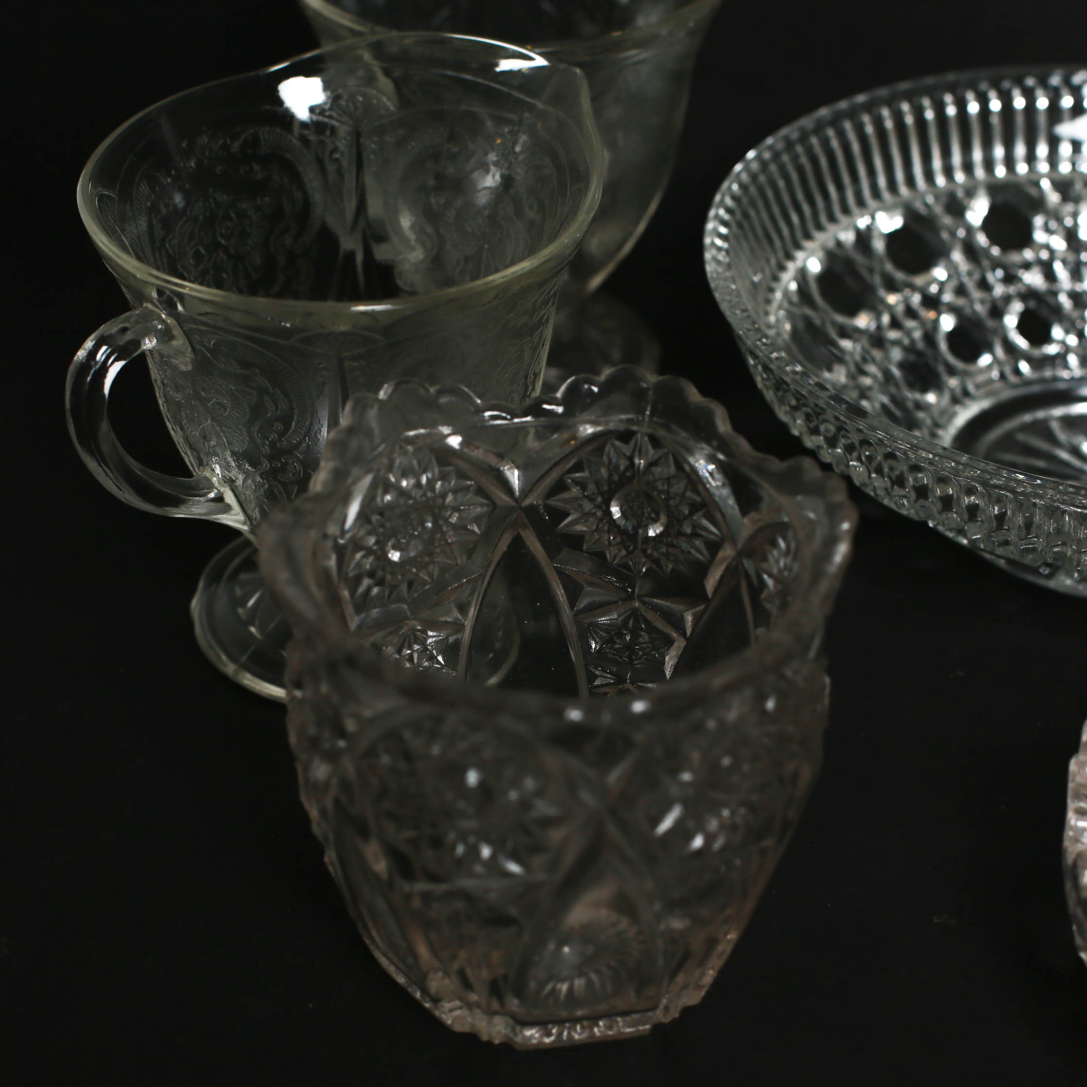 Assortment  of Pressed Glass Vessels