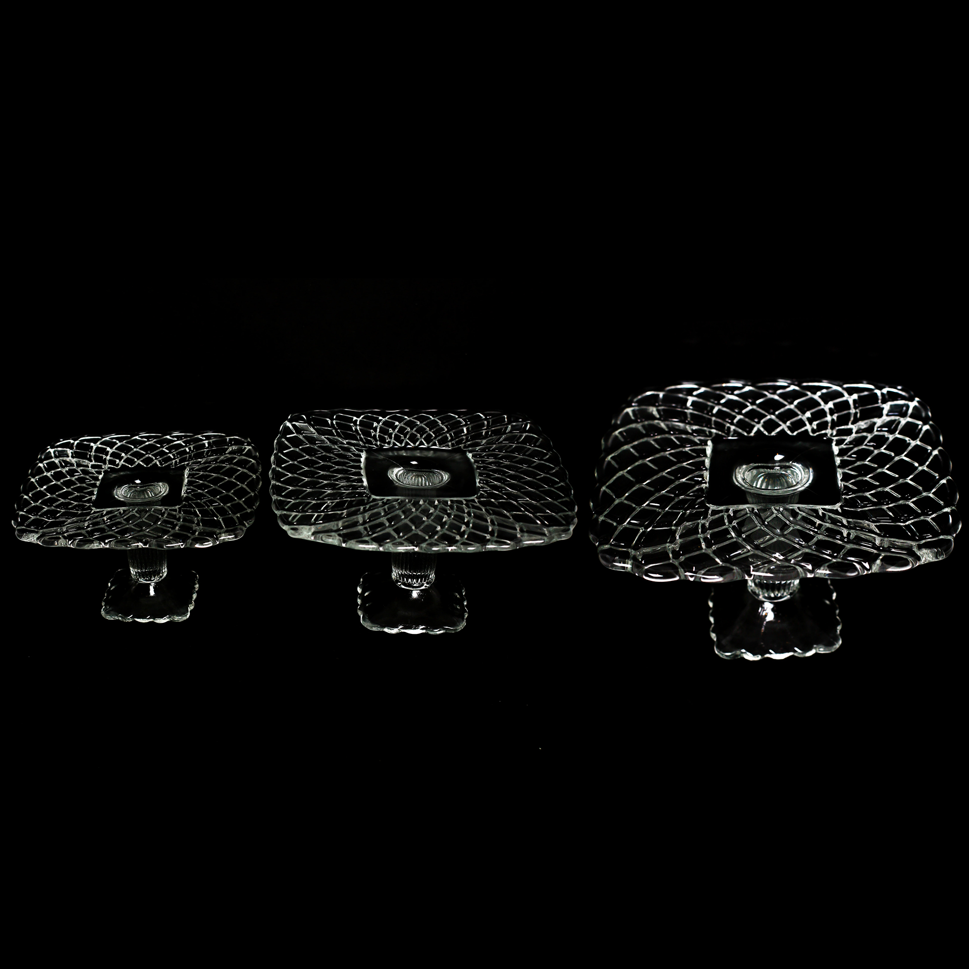 L.E. Smith "Rose and Trellis" Glass Cake Stands