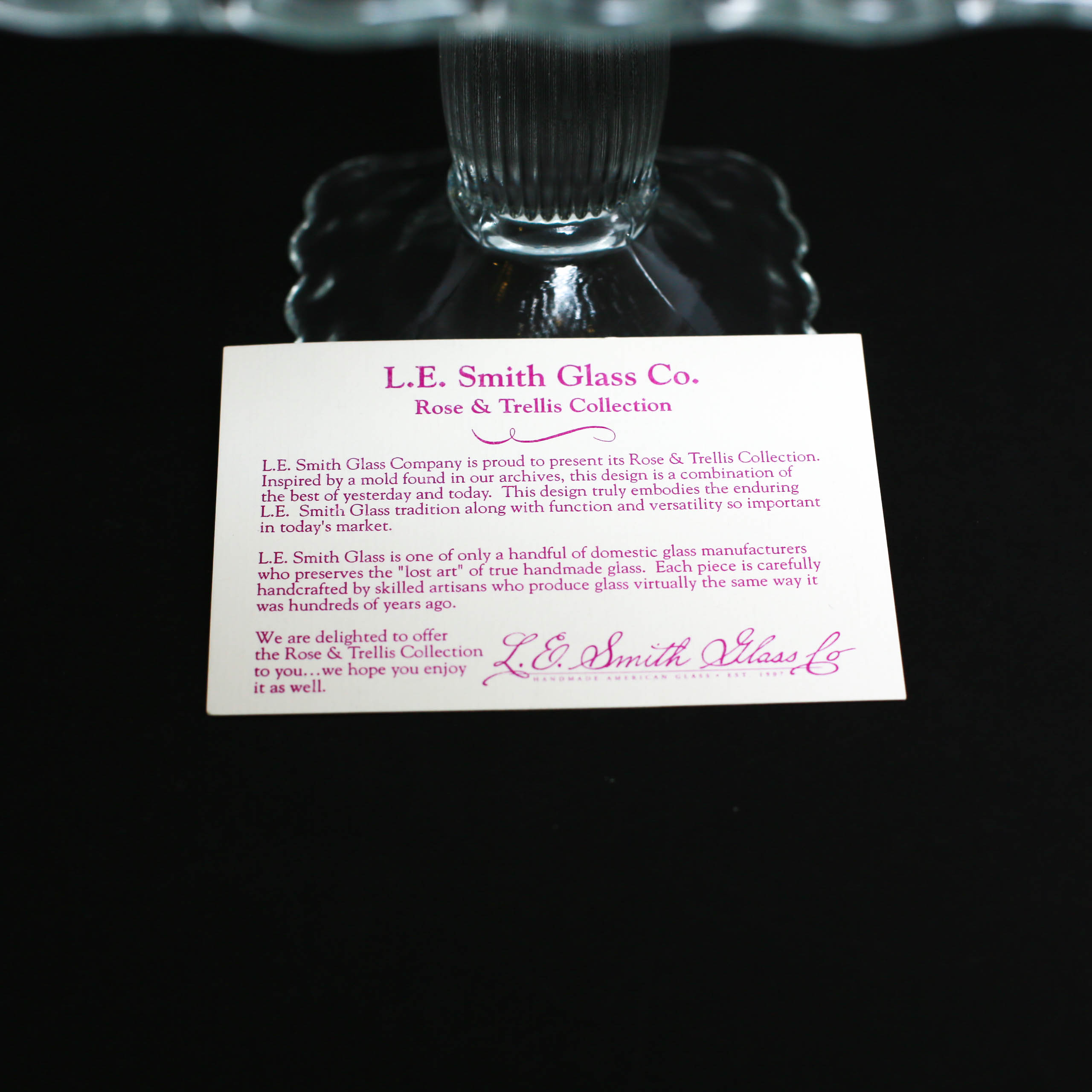 L.E. Smith "Rose and Trellis" Glass Cake Stands