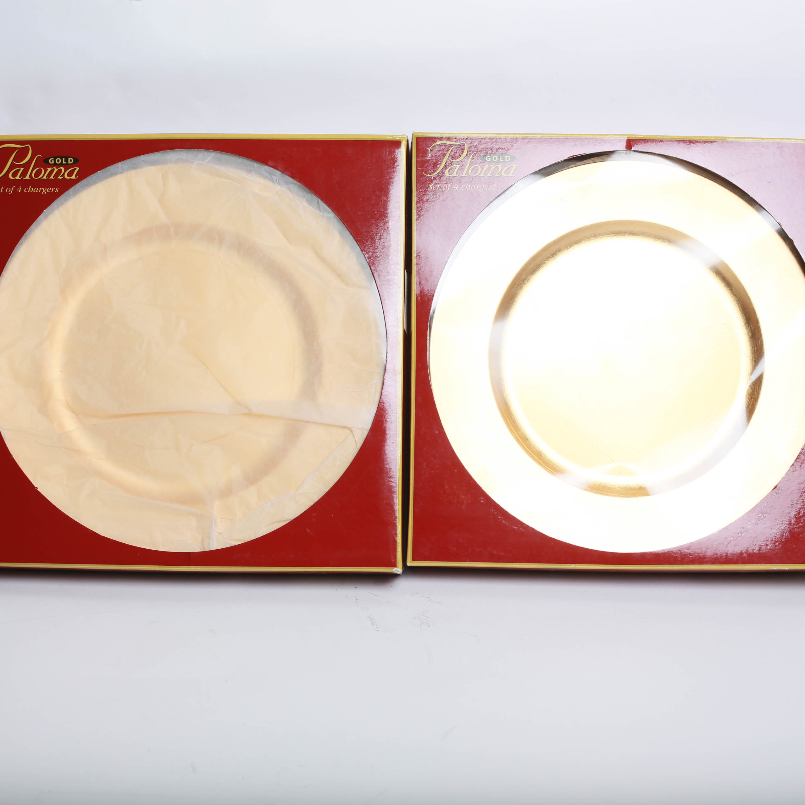 Eight Paloma Gold Leaf Charger Plates