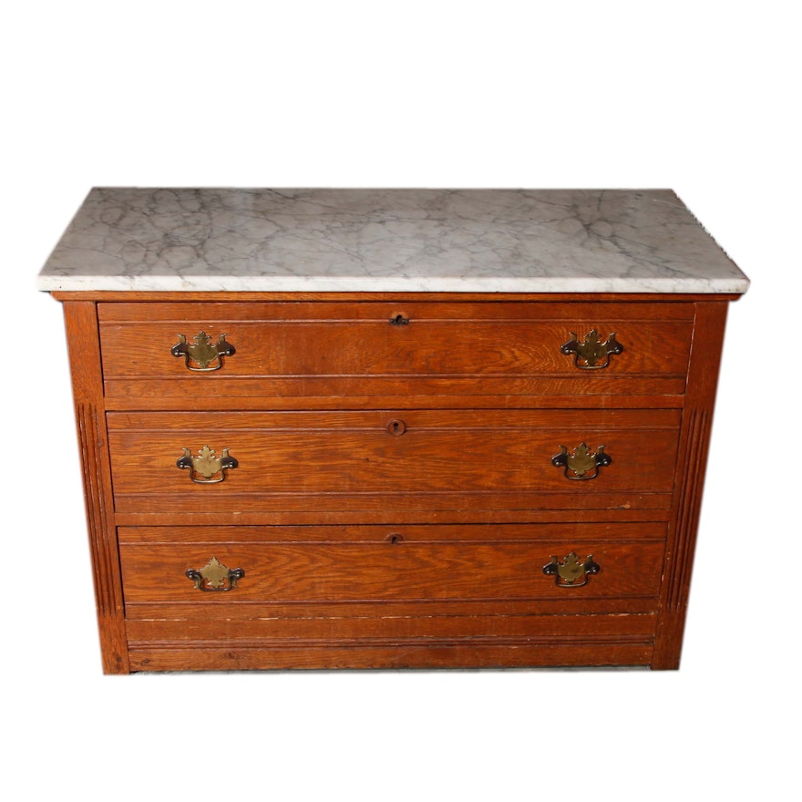 Marble Top Oak Dresser