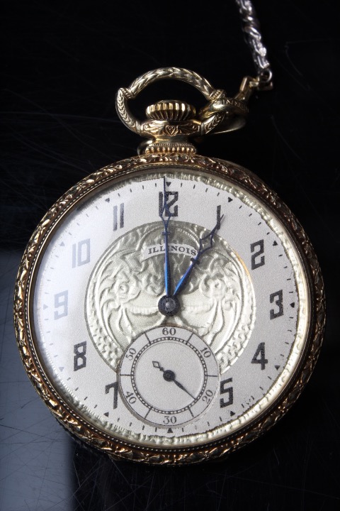 Antique Illinois Pocket Watch with 12K Gold Filled Chain