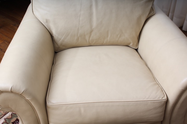 Ethan Allen Leather Armchair with Ottoman